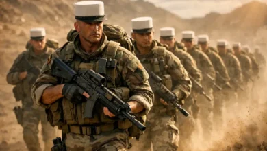 French Foreign Legion soldiers in desert terrain