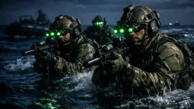 US Navy SEAL operators during a night maritime operation
