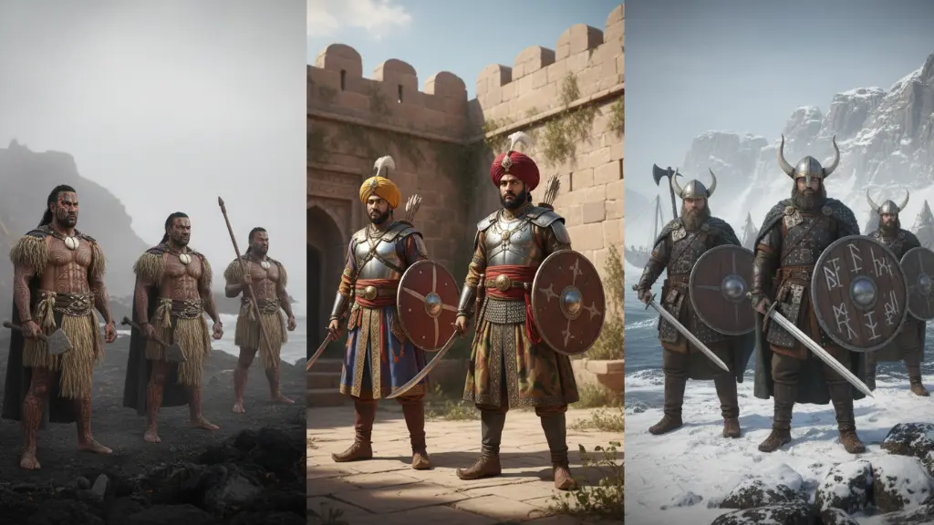 Cultural & Notable Elite Units, Maori Warriors, Rajput, Viking Army